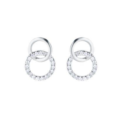 9ct White Gold 0.15cttw Diamond Circle Stud Earrings