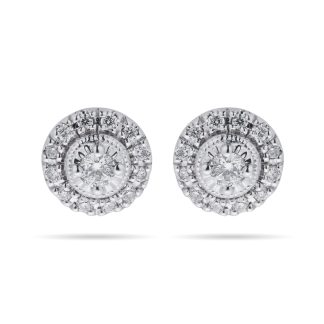 9ct White Gold 0.20ct Diamond Halo Stud Earrings