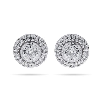 9ct White Gold 0.20ct Diamond Halo Stud Earrings