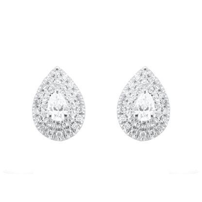 9ct White Gold 0.25ct Diamond Pear Cluster Stud Earrings