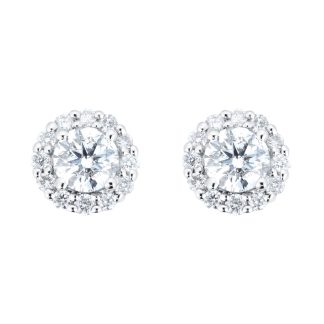 9ct White Gold 0.40cttw Diamond Halo Stud Earrings