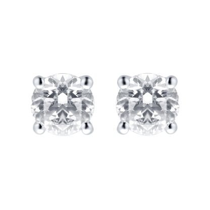 9ct White Gold 0.50ct Brilliant Cut Stud Earrings