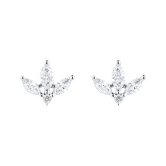 9ct White Gold Petal Stud Earrings