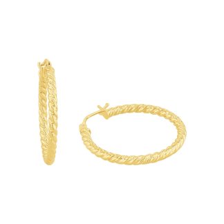 9ct Yellow Gold 25mm Textured Hoop Earrings