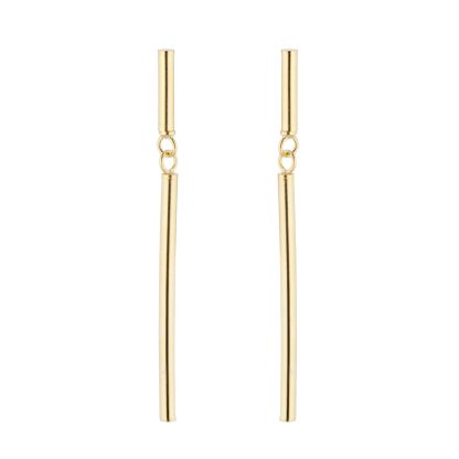 9ct Yellow Gold Round Bar Drop Earrings