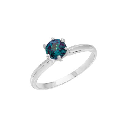 Alexandrite Raya Crown Ring in 9ct White Gold