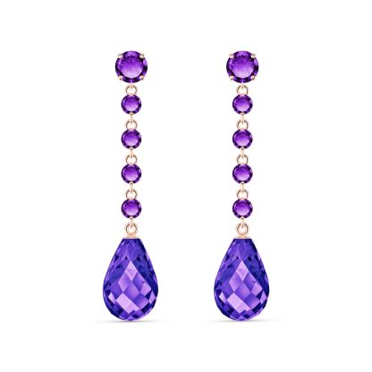 Amethyst Alice Dimensional Drop Earrings in 9ct Rose Gold