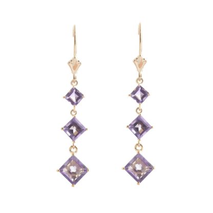 Amethyst Anya Trio Drop Earrings in 9ct Rose Gold