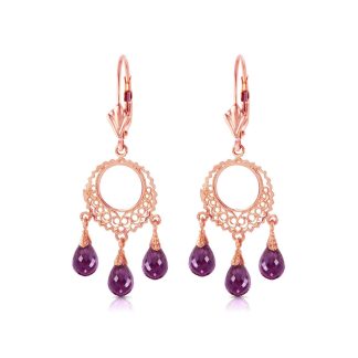 Amethyst Art Deco Chandelier Earrings in 9ct Rose Gold