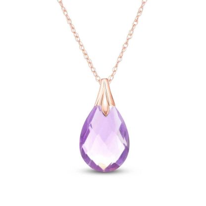 Amethyst Beau Drop Pendant Necklace in 9ct Rose Gold