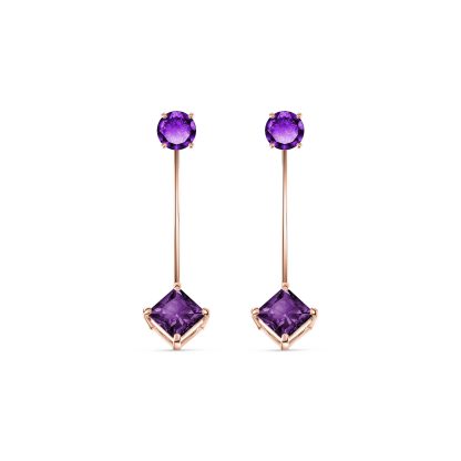 Amethyst Bianca Classic Drop Earrings in 9ct Rose Gold