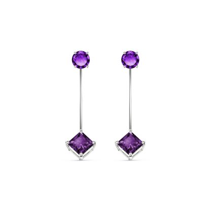 Amethyst Bianca Classic Drop Earrings in 9ct White Gold