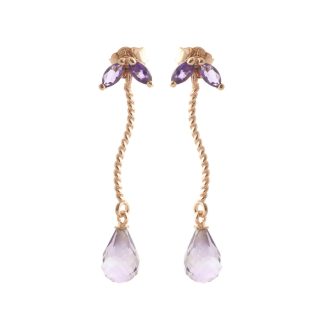 Amethyst Bianca Petal Drop Earrings in 9ct Rose Gold