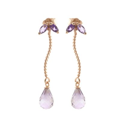 Amethyst Bianca Petal Drop Earrings in 9ct Rose Gold