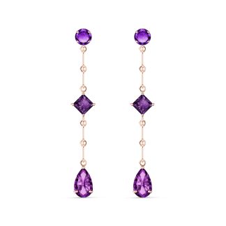 Amethyst Brigitte Geometric Trio Drop Earrings in 9ct Rose Gold