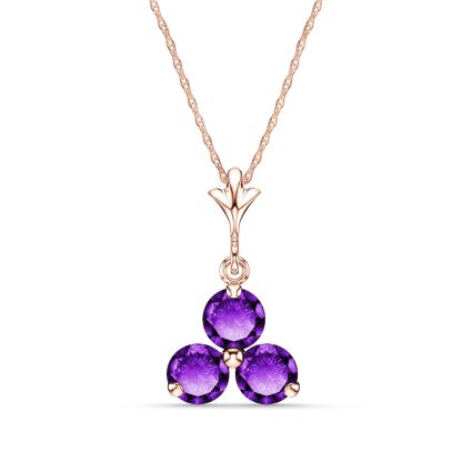 Amethyst Celia Trinity Pendant Necklace in 9ct Rose Gold