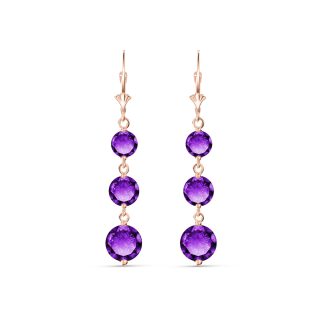 Amethyst Danna Trio Drop Earrings in 9ct Rose Gold