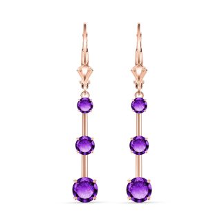 Amethyst Ida Trio Drop Earrings in 9ct Rose Gold