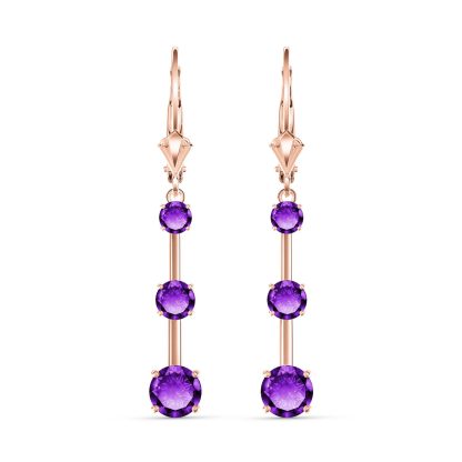 Amethyst Ida Trio Drop Earrings in 9ct Rose Gold