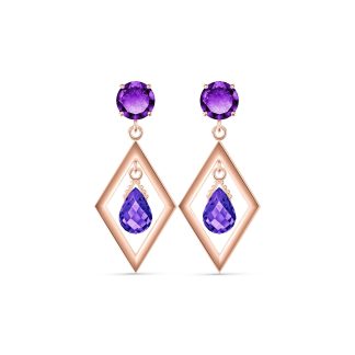 Amethyst Maybelle Geometric Drop Earrings in 9ct Rose Gold