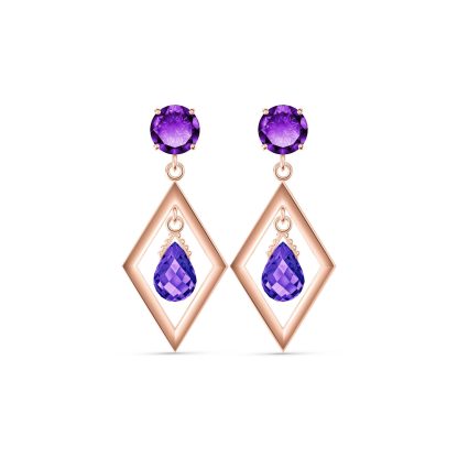 Amethyst Maybelle Geometric Drop Earrings in 9ct Rose Gold