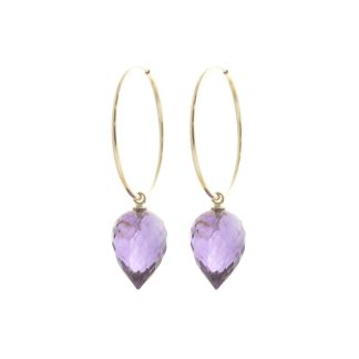 Amethyst Salma Dimensional Hoop Drop Earrings in 9ct Gold