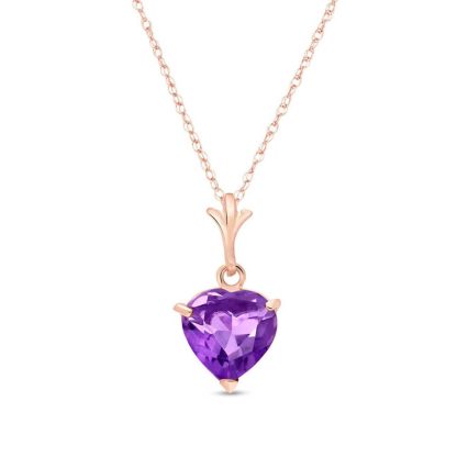 Amethyst Signature Heart Pendant Necklace in 9ct Rose Gold