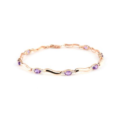 Amethyst & Diamond Bryony Wave Tennis Bracelet in 9ct Rose Gold