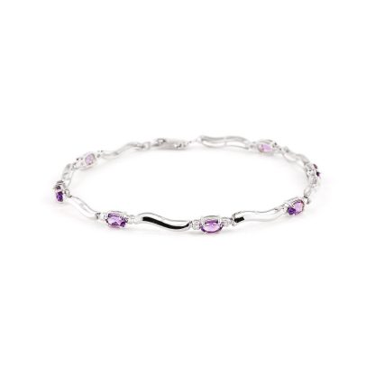 Amethyst & Diamond Bryony Wave Tennis Bracelet in 9ct White Gold