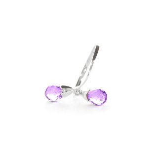 Amethyst & Diamond Christabel Two Stone Drop Ring in 9ct White Gold