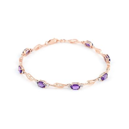 Amethyst & Diamond Colette Entwined Tennis Bracelet in 9ct Rose Gold