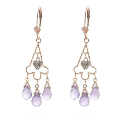 Amethyst & Diamond Tamika Art Deco Chandelier Earrings in 9ct Rose Gold