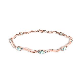 Aquamarine & Diamond Bryony Wave Tennis Bracelet in 9ct Rose Gold