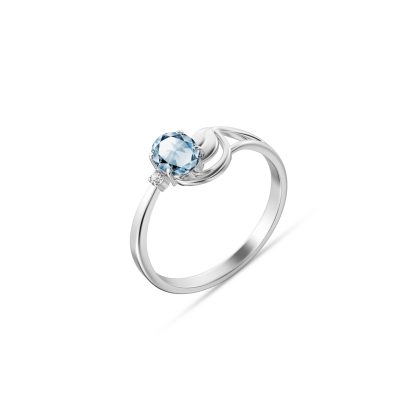 Aquamarine & Diamond Carina Abstract Ring in 9ct White Gold