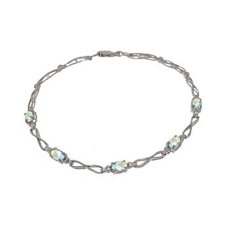 Aquamarine & Diamond Evert Tennis Bracelet in 9ct White Gold