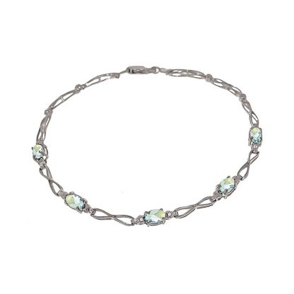 Aquamarine & Diamond Evert Tennis Bracelet in 9ct White Gold