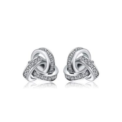 Atomic Stud Earrings/18K White Gold & Cubic Zirconia