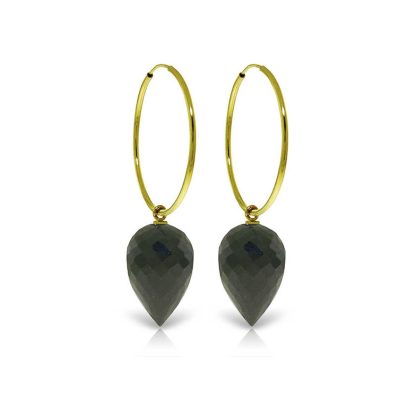 Black Spinel Salma Dimensional Hoop Drop Earrings in 9ct Gold