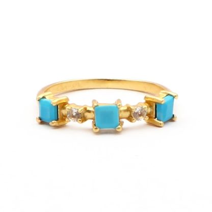 Blue Nile Statement Ring/18K Yellow Gold Turquoise & Topaz Stacker