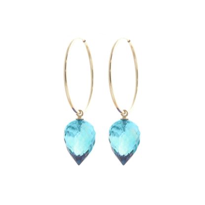 Blue Topaz Salma Dimensional Hoop Drop Earrings in 9ct Gold