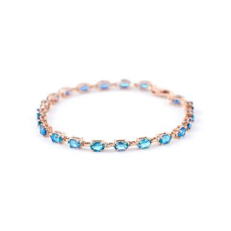 Blue Topaz Stella Infinite Tennis Bracelet in 9ct Rose Gold