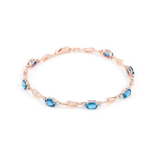 Blue Topaz & Diamond Colette Entwined Tennis Bracelet in 9ct Rose Gold