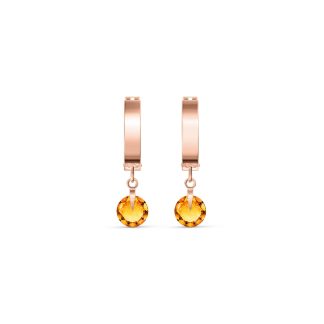 Citrine Alessia Contemporary Huggie Drop Earrings in 9ct Rose Gold