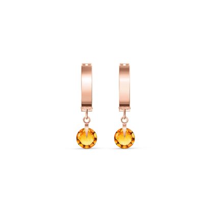 Citrine Alessia Contemporary Huggie Drop Earrings in 9ct Rose Gold