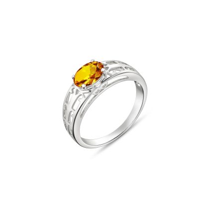 Citrine Demetria Filigree Ring in 9ct White Gold