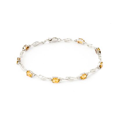 Citrine & Diamond Colette Entwined Tennis Bracelet in 9ct White Gold