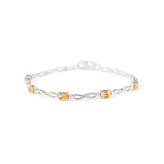 Citrine & Diamond Evert Tennis Bracelet in 9ct White Gold