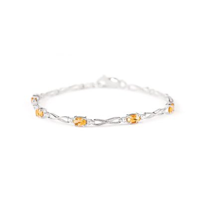 Citrine & Diamond Evert Tennis Bracelet in 9ct White Gold