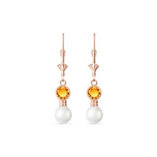 Citrine & Pearl Madison Drop Earrings in 9ct Rose Gold