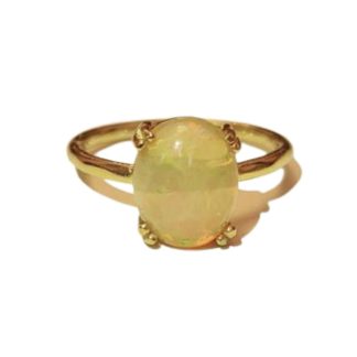 Fire Red Opal Ring/18k Yellow Gold Vermeil